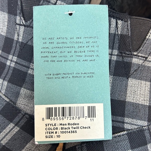 NWT Toms Mens Rodeo Slippers Black Plaid Rubber Sole Size 10 - Picture 7 of 13